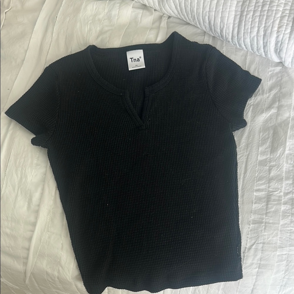 Aritzia Black Fitted Polo Short Sleeve T-Shirt